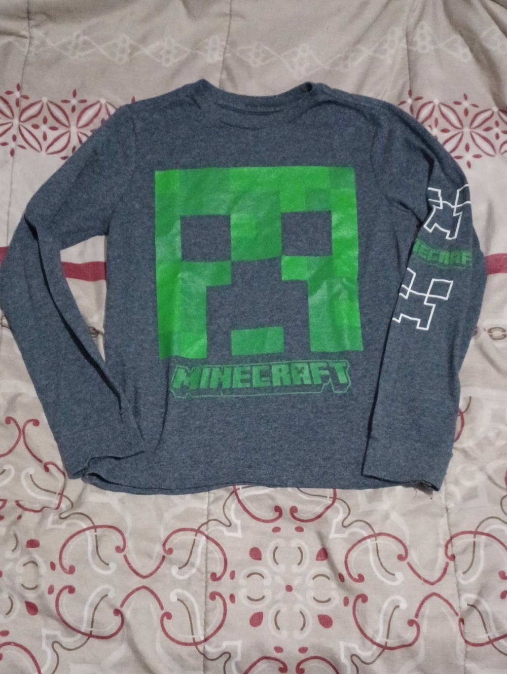 Minecraft Blue Long Sleeve Shirt For Boys Size Medium 8